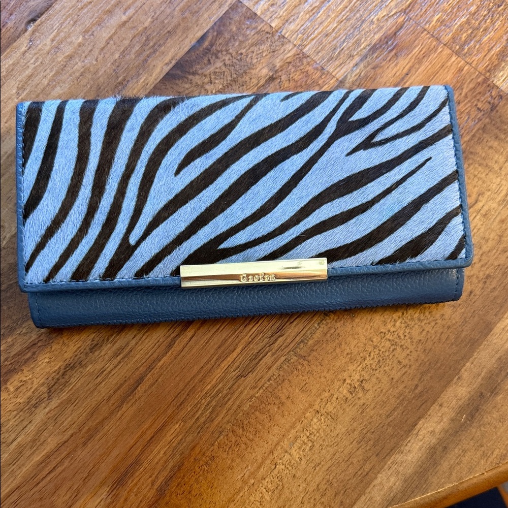 Blue and Black Zebra Print Wallet